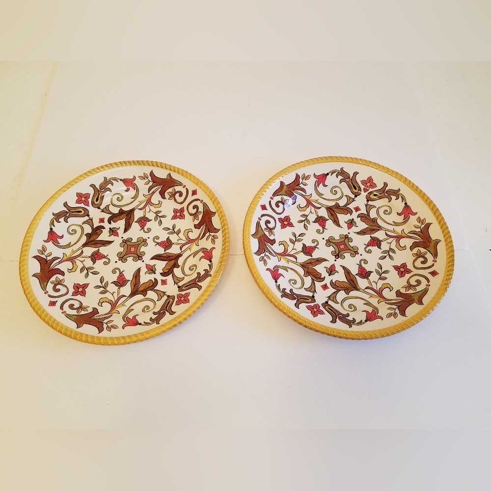 Set of 2 Pier 1 Oralia Earthenware Dinner Plates Floral